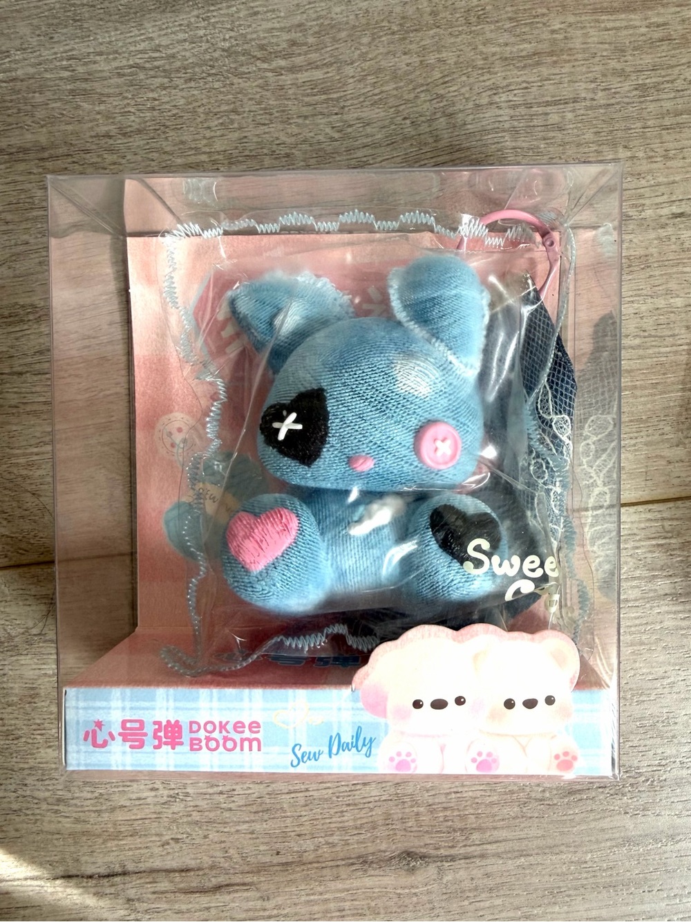 🆕 Denim Blue Goth Squishy Plush Bunny Charm